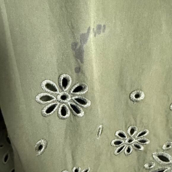 Polo Ralph Lauren Jessica Day Green Cotton Eyelet Drawstring Midi Shirt Dress 14 - Picture 13 of 14